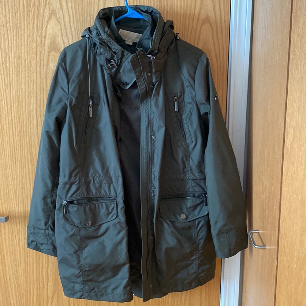 Olive/deep green Michael Kors fall wind coat jacket good condition.